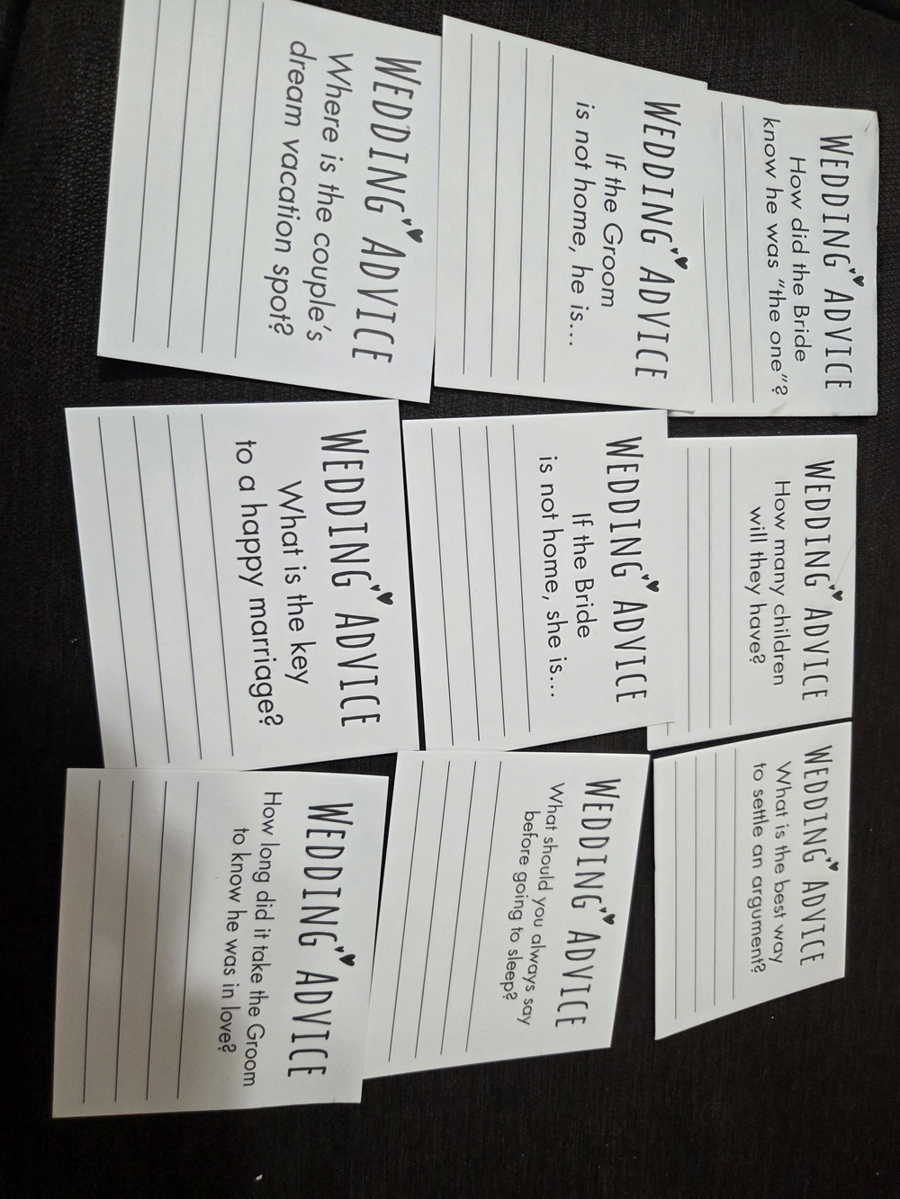 Wedding Advice Cards  Guest Interaction Cards for Bridal Shower NEW